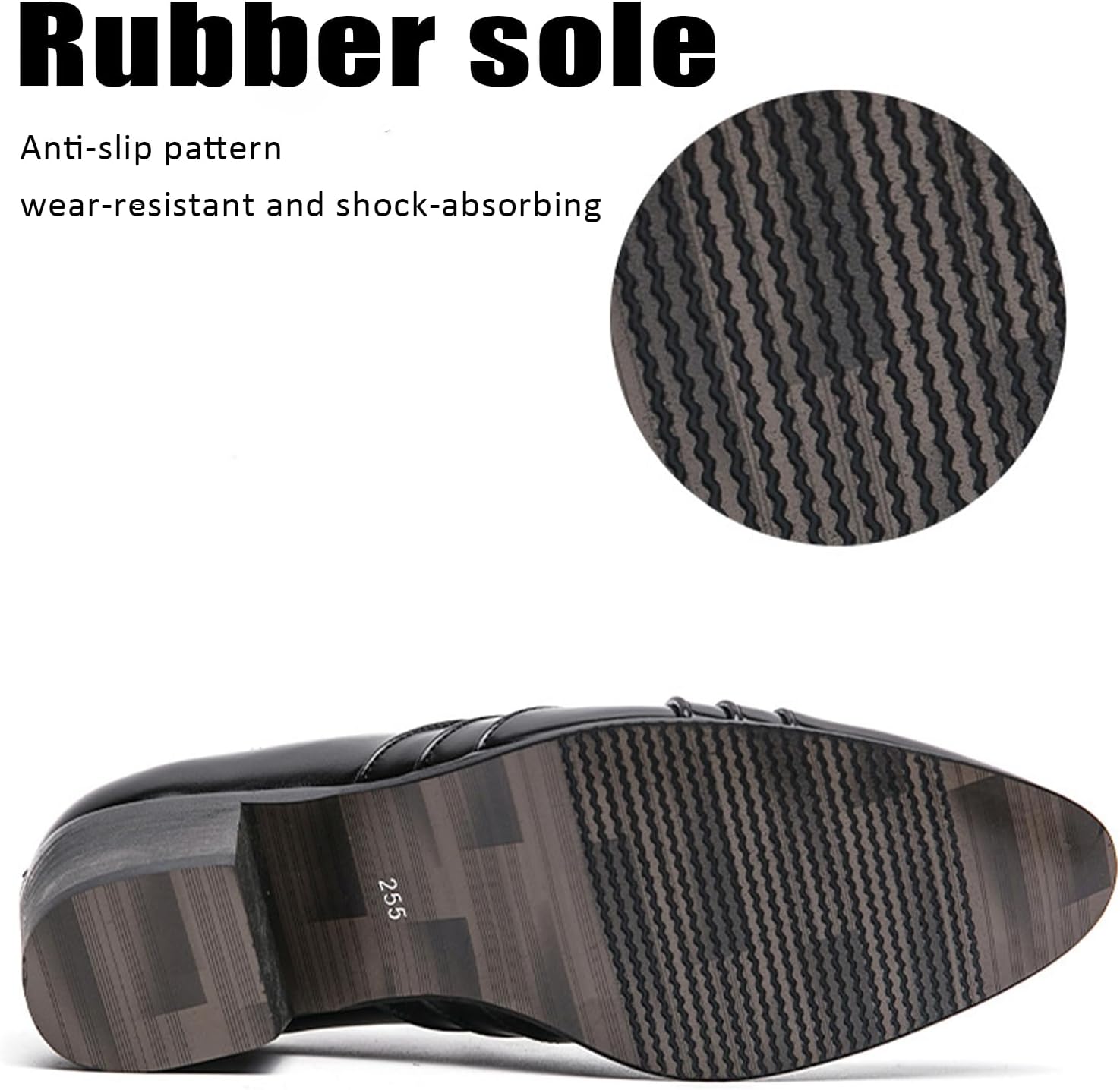 Men's Leather Pointed Toe Block Heels Slip-on Oxford Shoes Comfort Medium Chunky Heels Retro Low Top Dress Prom Shoes for Wedding Business Work Dating - Image 7