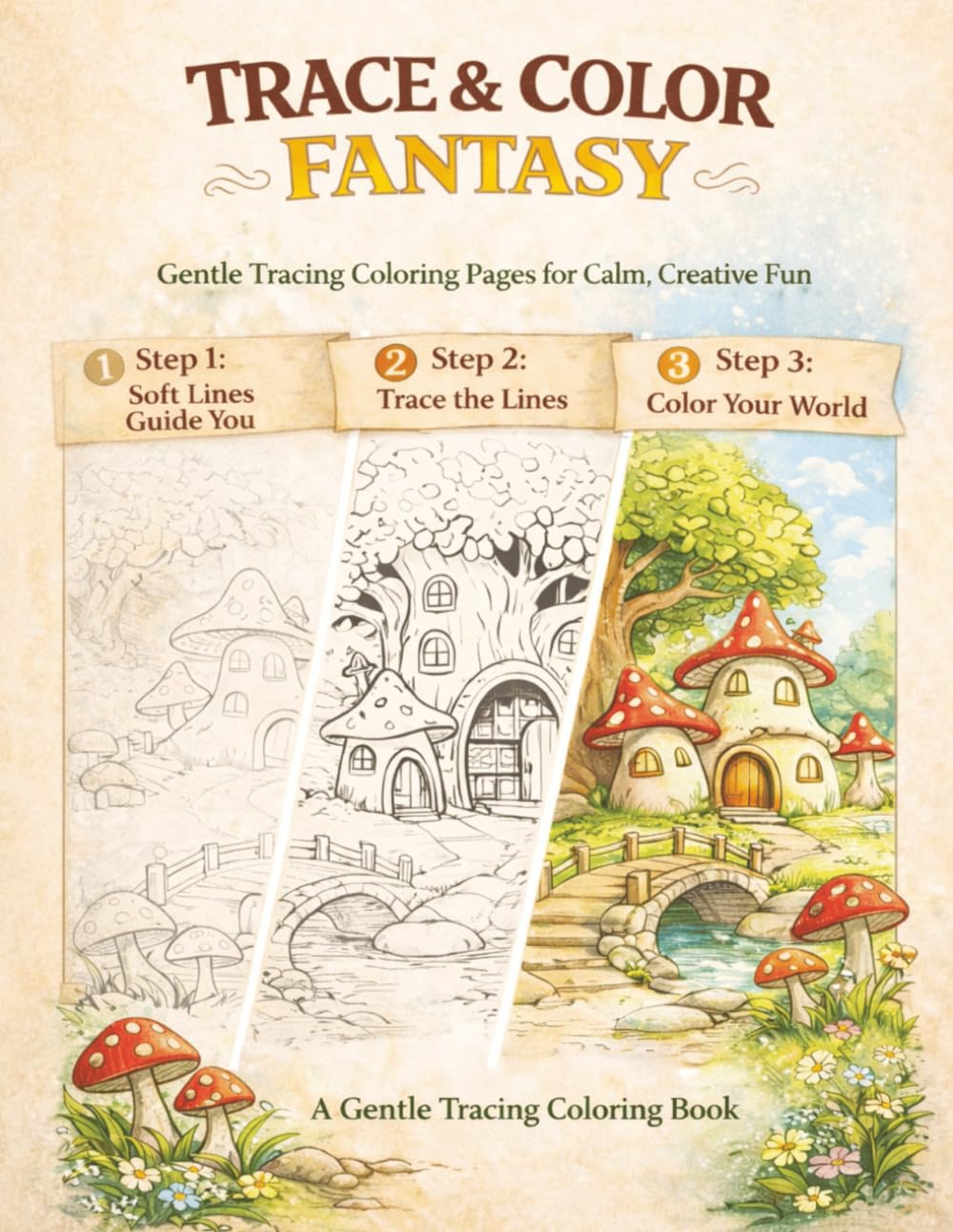 Trace & Color Fantasy: A Gentle Tracing Coloring Book for Relaxation and Creative Confidence