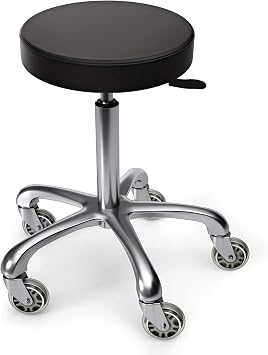 TASALON Adjustable Wheeled Swivel Rolling Stool, Black