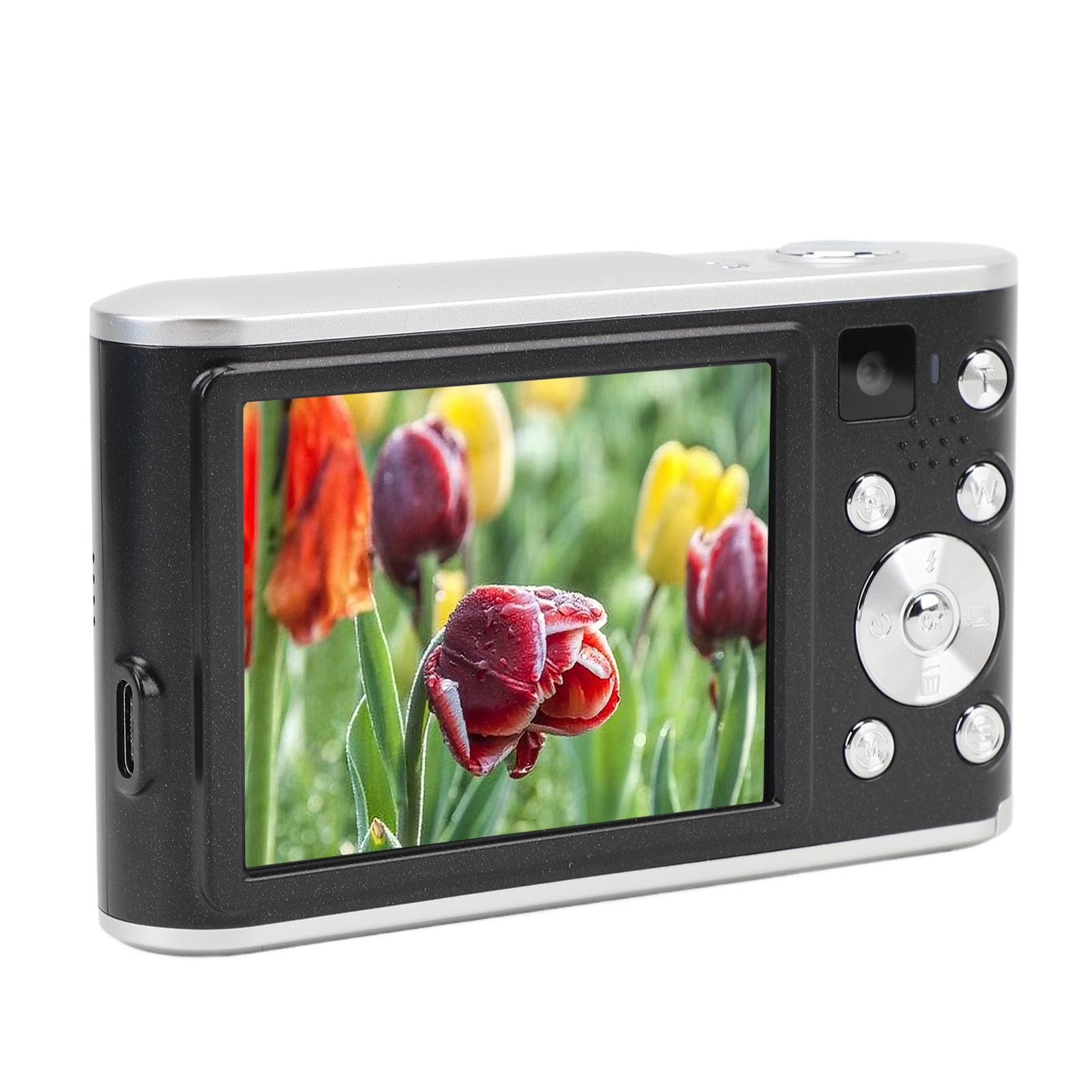 Haofy 48MP 4K Aparat Cyfrowy z przednią podwójną kamerą, 16x Cyfrowy Zoom Selfie dla Młodych Początkujących, 2,8 -calowy Ekran IPS (BLACK)