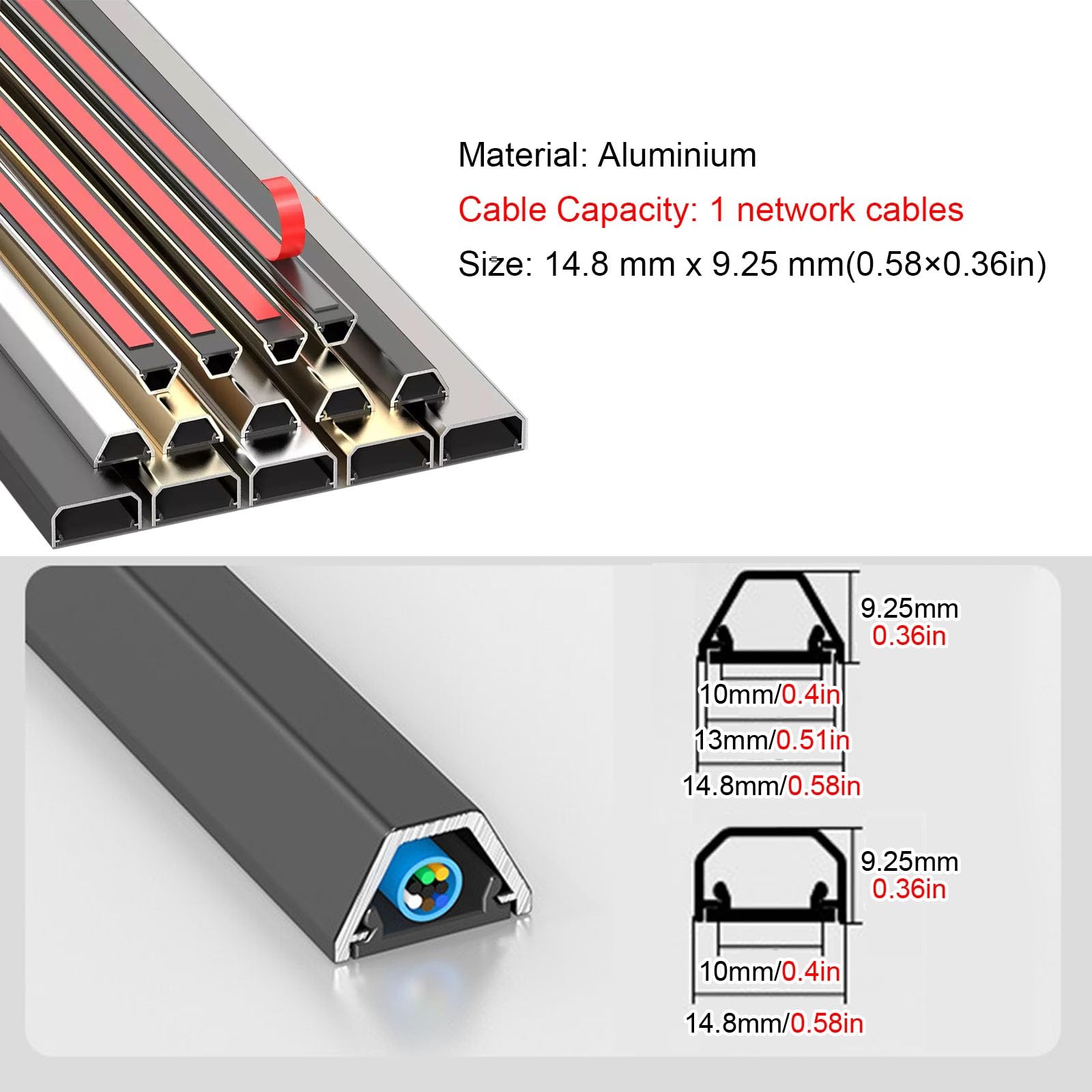 Passacavi Canalina Copricavi A Scatto Autoadesiva Color Argento per Garage E Officina – Adatta per Cavi di Varie Dimensioni(1 Cables,L 1.5m/59in/4.9ft)