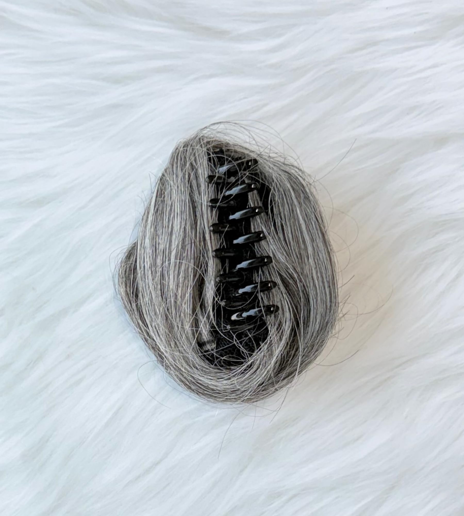 Small Clip On Hair Bun for Women - 100% Human Hair Messy Clutcher Bun (Grey, Small (20g))-image-26