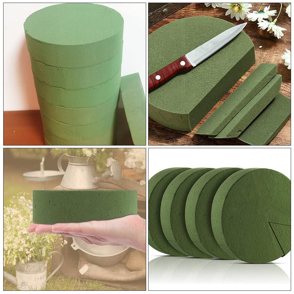 FOMIYES Lot de 6 Blocs de Mousse de Vert pour Fleurs artificielles - Ronds - Mousse sèche et - pour Arrangements Floraux - 18 cm