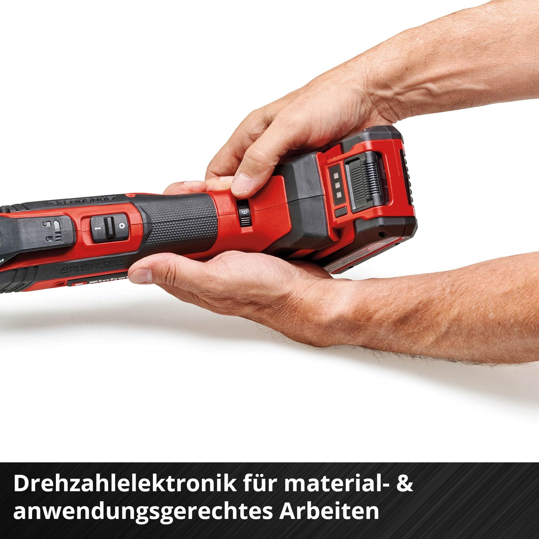 Einhell Profesjonalne bezprzewodowe narzędzie wielofunkcyjne Power X-Change - bezszczotkowe narzędzie elektryczne 18 V do drewna, plastiku i metalu - TP-MG 18 Li wielofunkcyjne narzędzie oscylacyjne z