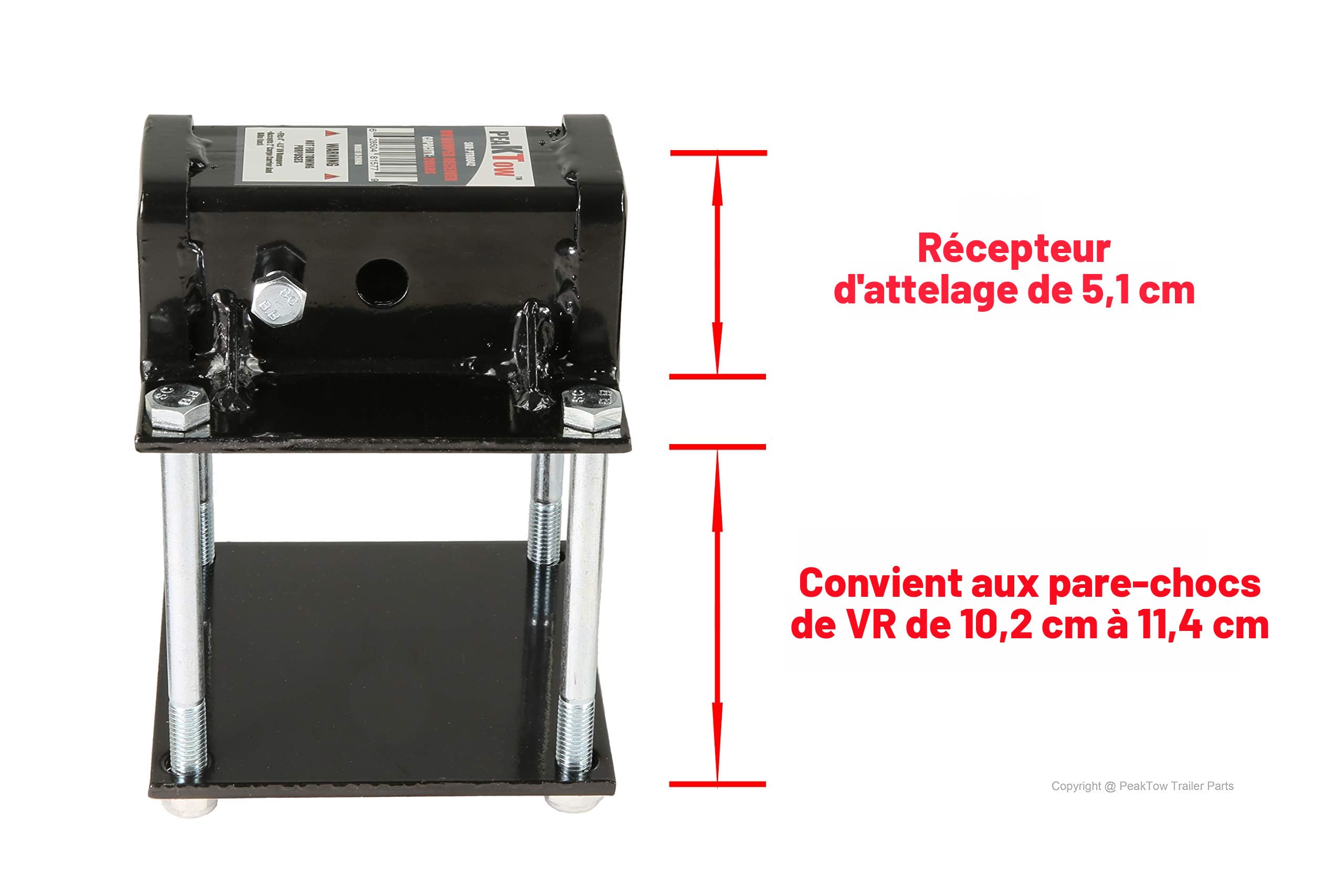 Attelage de remorque réglable pour récepteur de 2 pouces double boule solide 2 a
