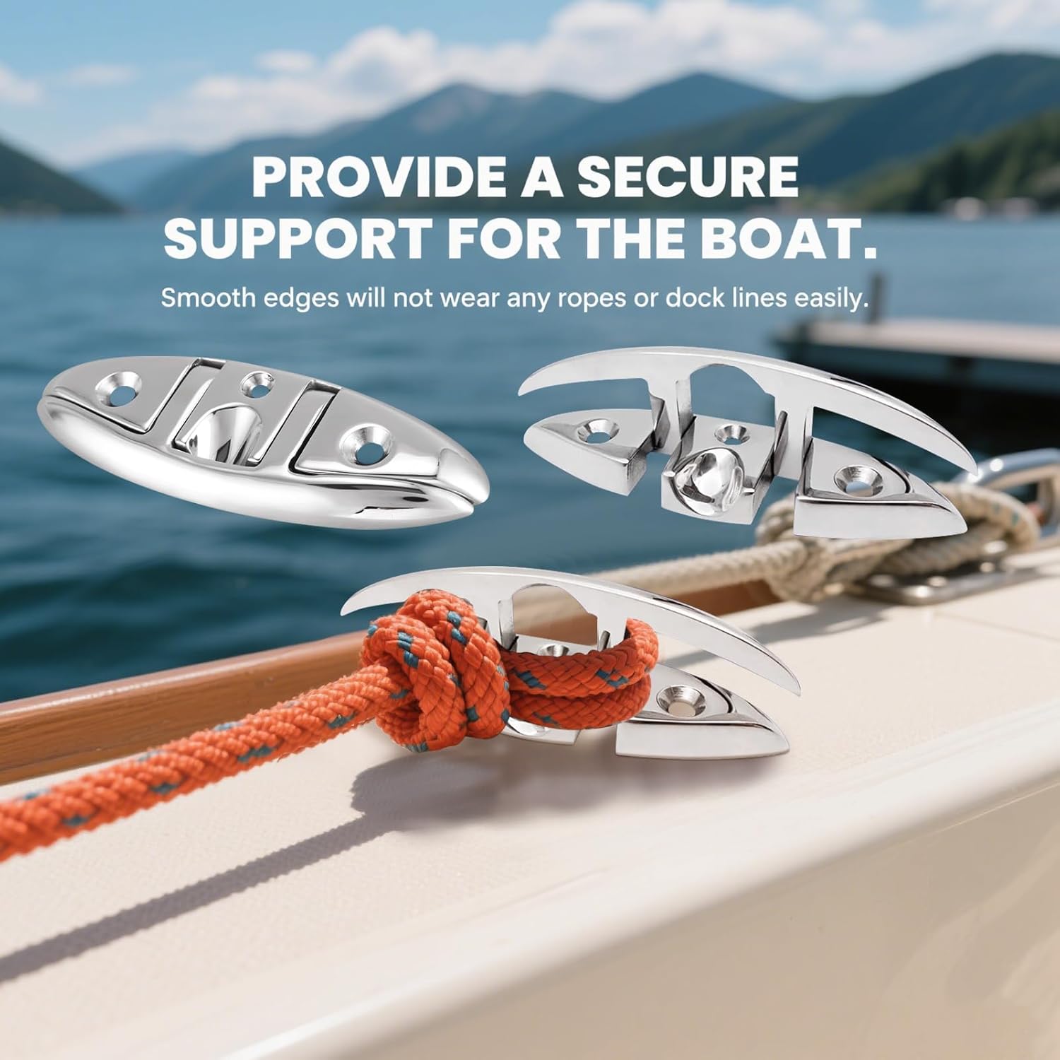 Pacify 2 Pack Folding Boat Cleats 316 Stainless Steel 4.5/5/6 Inch Flip-Up Dock Cleats Marine Grade Retractable Boat Cleat for Deck, Dock, Kayak, Mooring, Rope Line with Fasteners