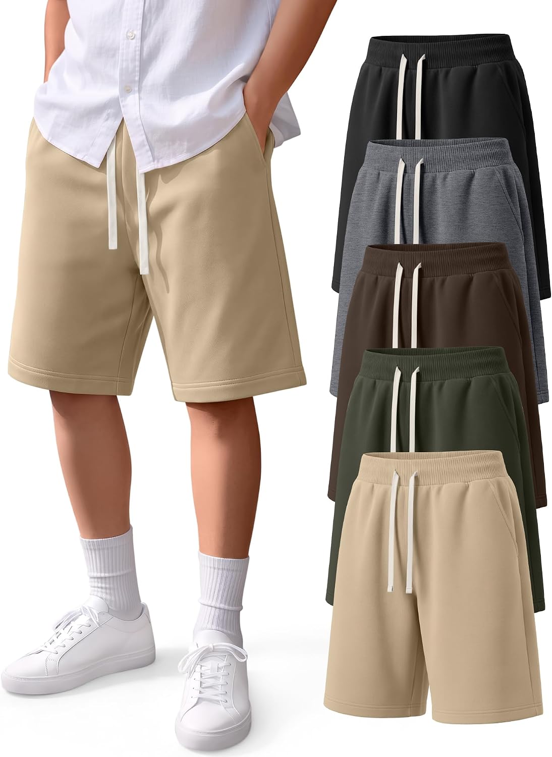 5 Pack Boys Sweat Shorts with Pocket