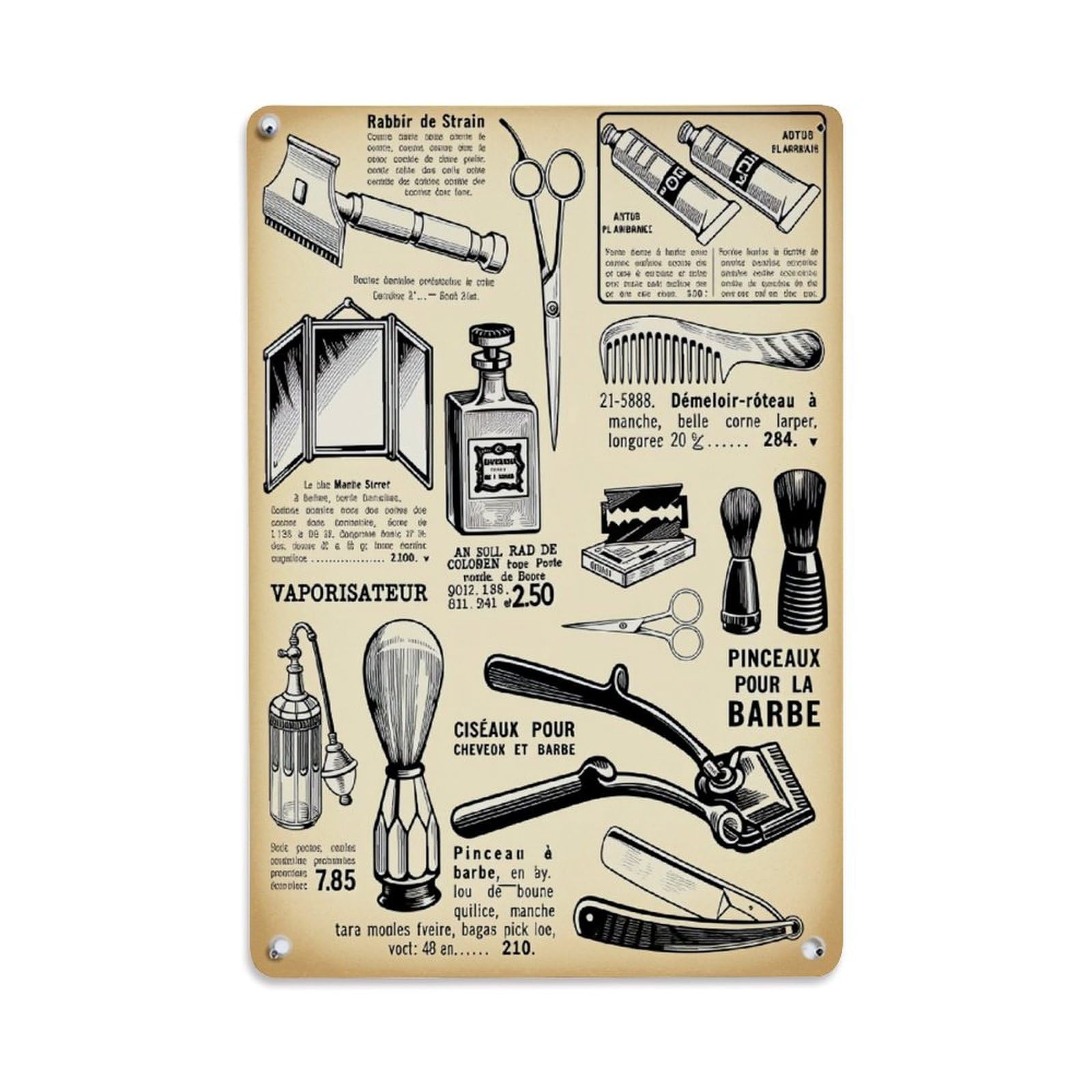 Jdfenggu Vintage Grooming Tools Catalogue Retro Metal Tin Sign, Decor Art Poster For Bar, Home, Man Cave, Kitchen, Laundry Room Gift 8X12inch
