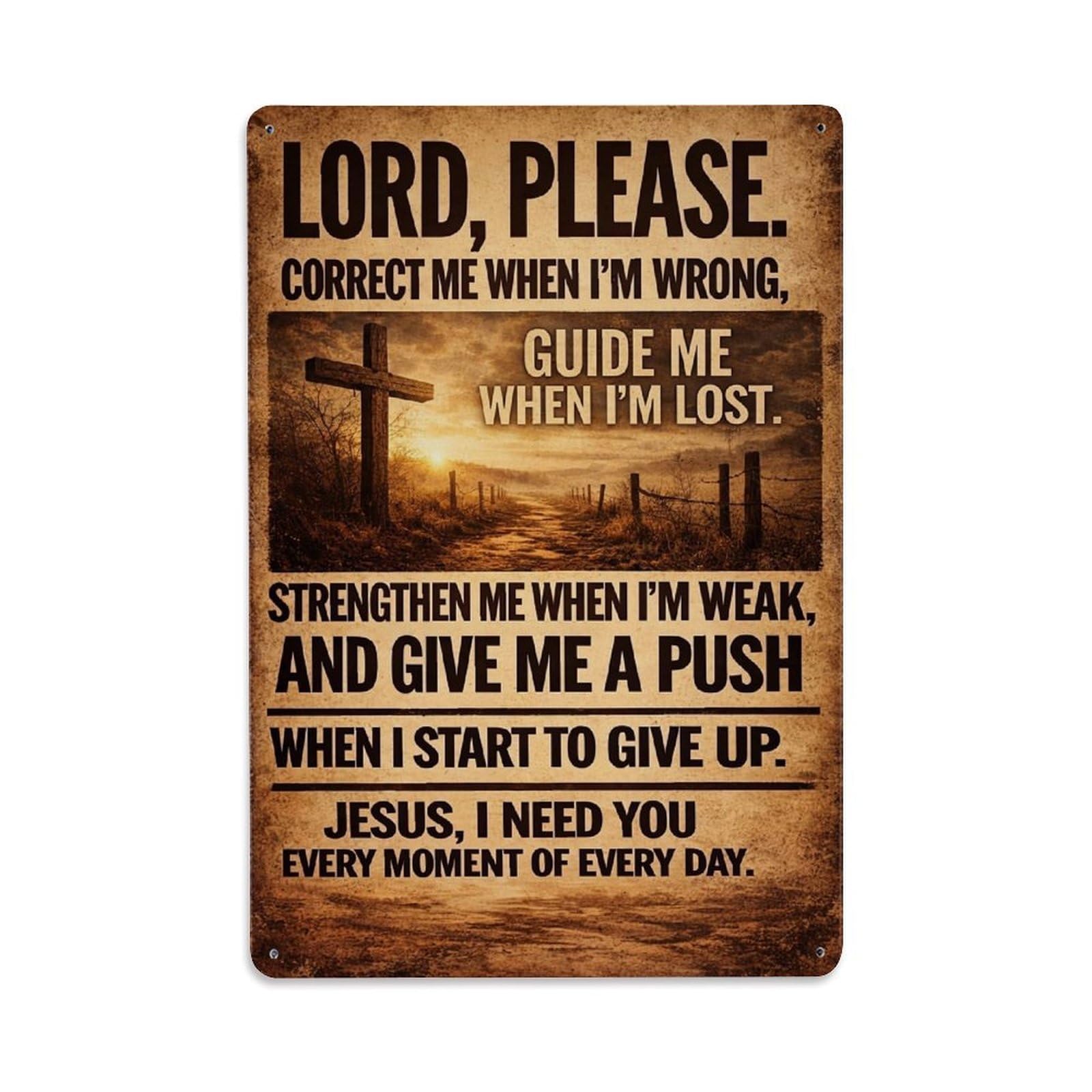 Jdfenggu Vintage Lord Please Correct Me Guide Retro Metal Tin Sign, Metal Poster For Bar, Home, Man Cave, Kitchen, Laundry Room Art Decor 8X12 Inch