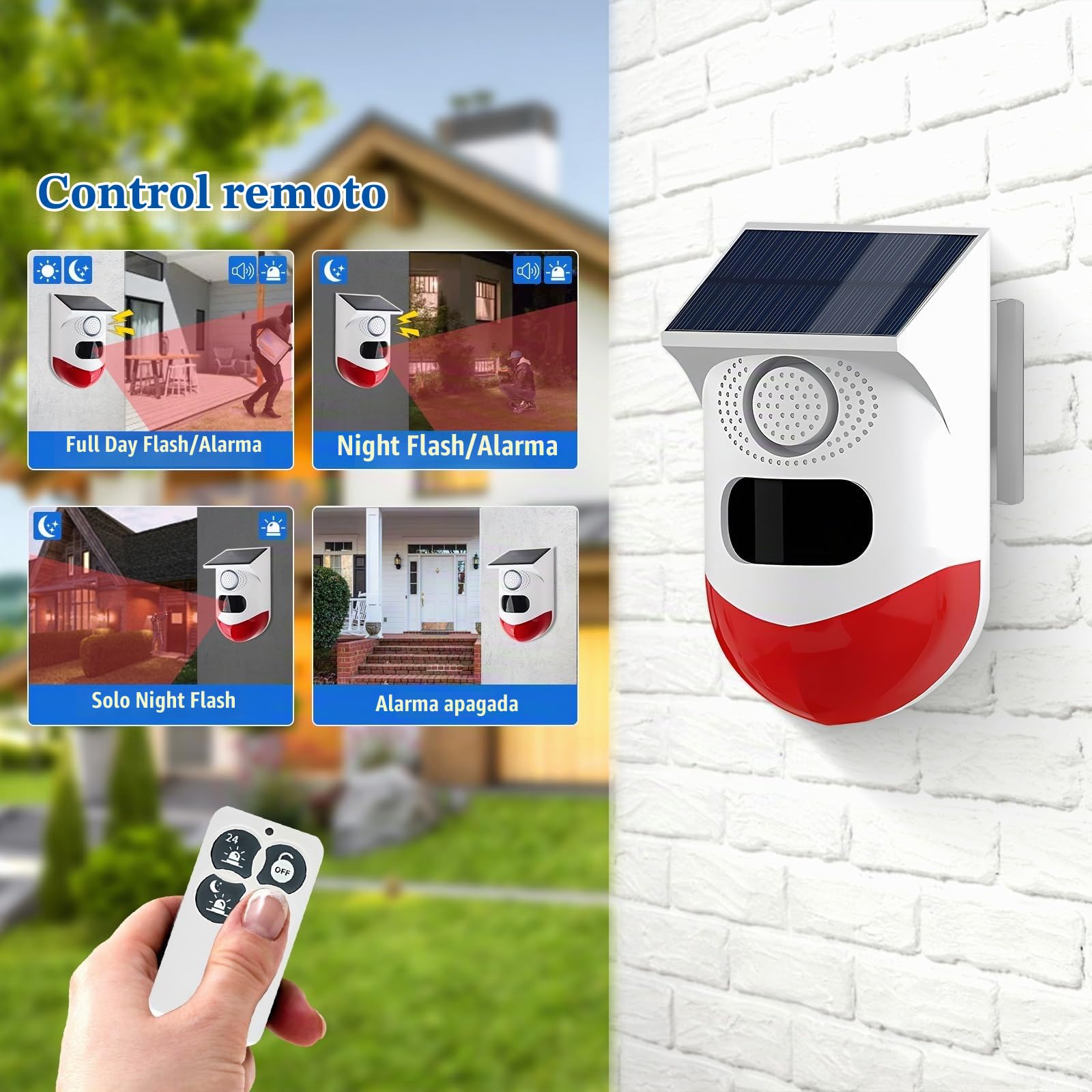 Yasorn Alarma Detector de Movimiento Exterior con Mando a Distancia, IP67 Impermeable, Sistema de Alarma para Garaje, Granja, Jardín, Interior, 120dB Alcance del Sensor IR 12m/110° (2Pack).