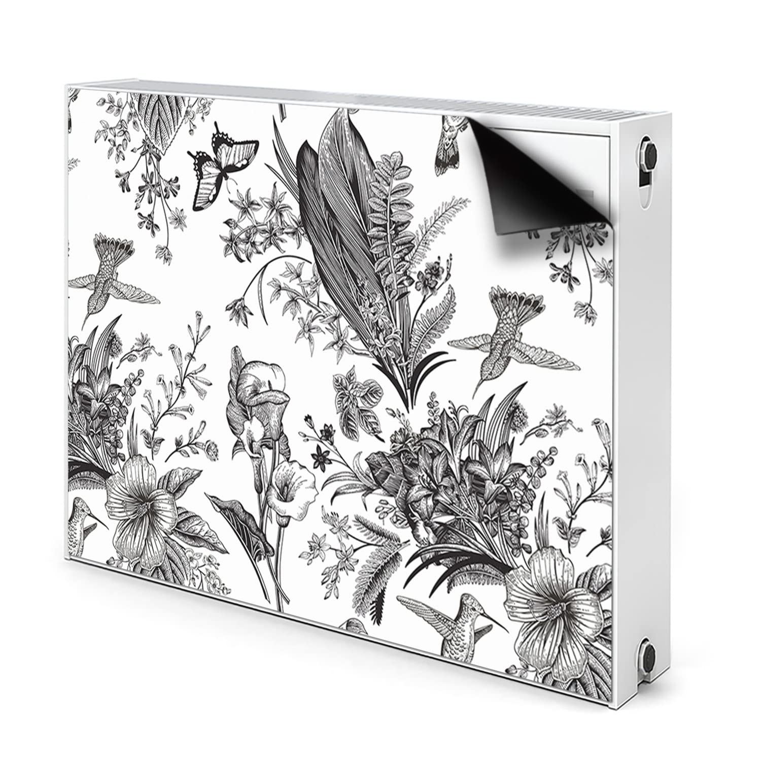Cache radiateur magnétique 80x60cm Decormat blanc et noir pour décoration maison