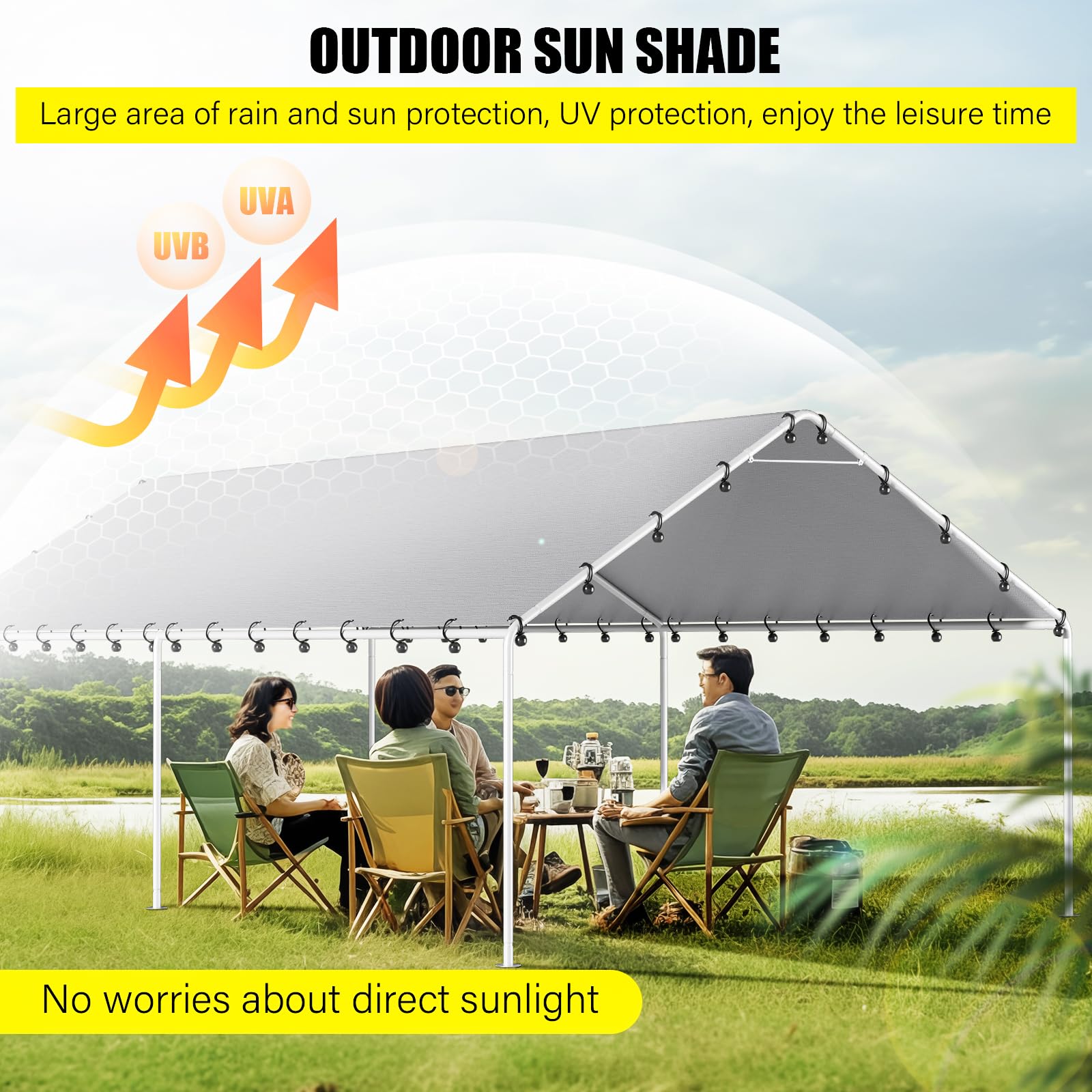 DWALE 10x20 Carport Canopy Cover - Waterproof & UV -6 DWALE 10x20 Carport Canopy Cover - Waterproof & UV -6