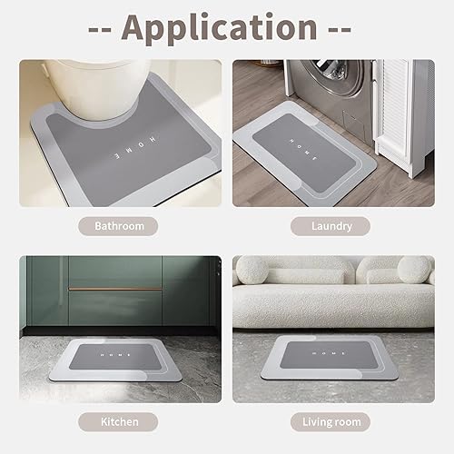 Miniatura 6 de Juego de 2 tapetes absorbentes de baño, tapetes de secado rápido, tapetes mágicos de silicona antideslizante con respaldo de goma para baño, cocina,