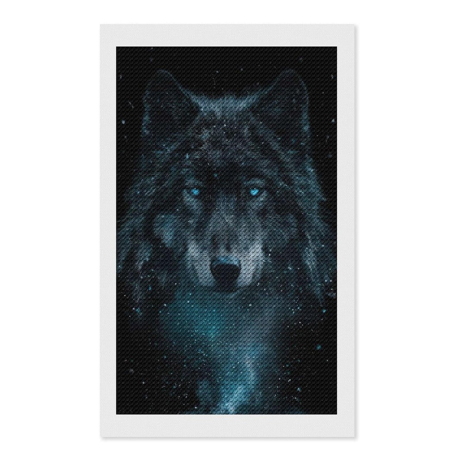 Junmoney Wolf Portrait with Blue Eyes Diamond Painting Kit 12"x20", Thoughtful Handmade Gift, for Creative Relaxation, Printed Canvas, Cosy Home Accent