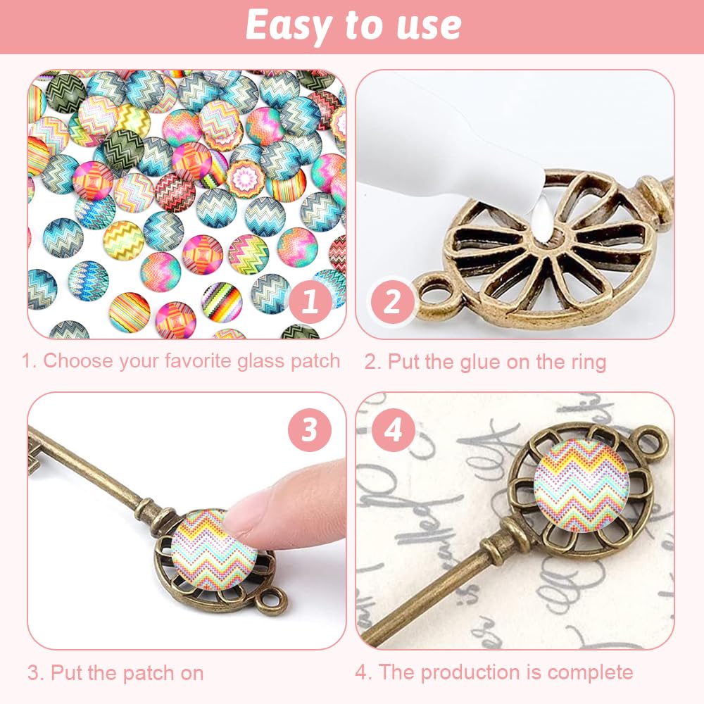 100 Pièces Cabochons En Verre Kaléidoscope, Cabochons Ronds En Verre