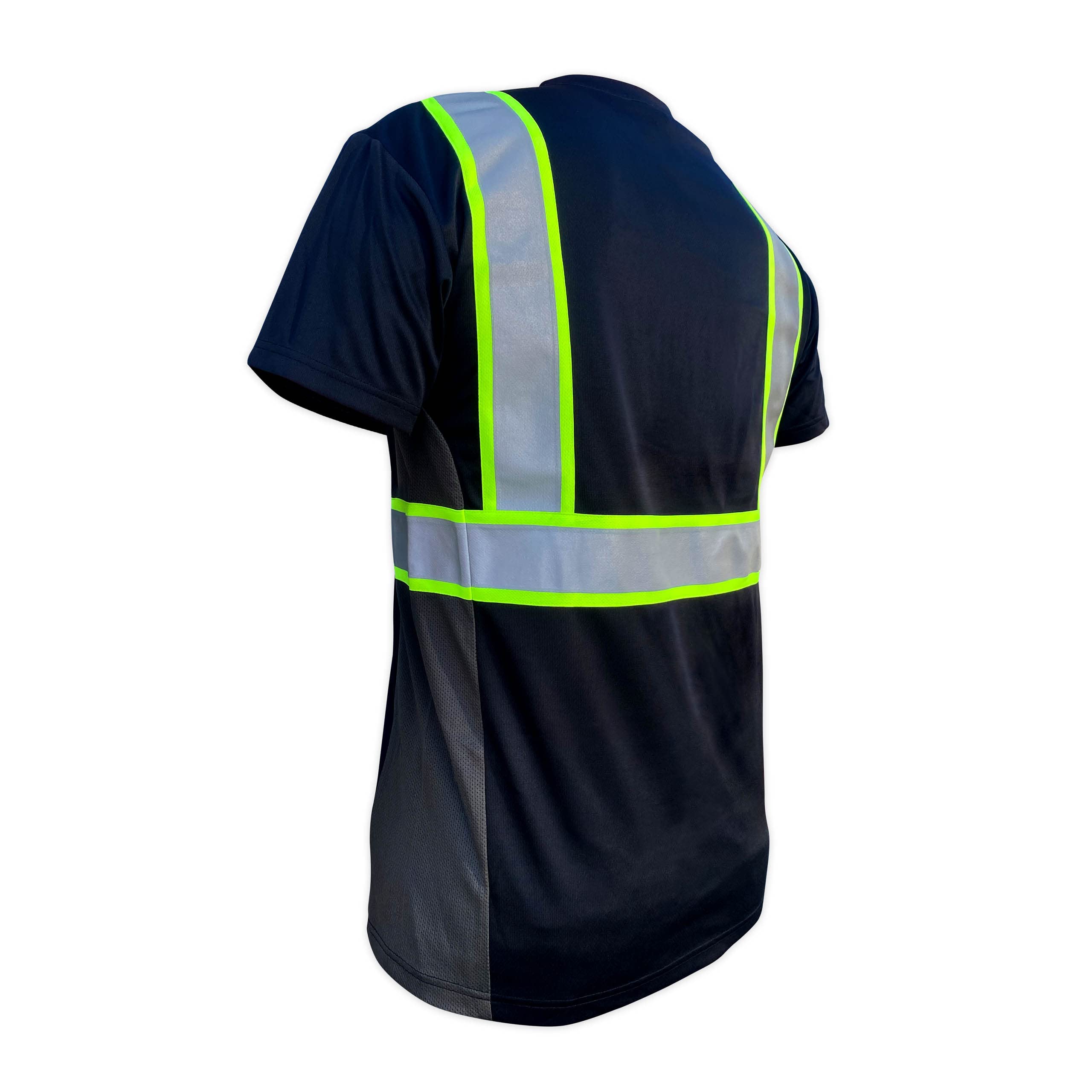 SafetyShirtz Men's SS360 Stealth Basic - Type-O - UPF 40 - Reflective Safety Shirt, Black - XL