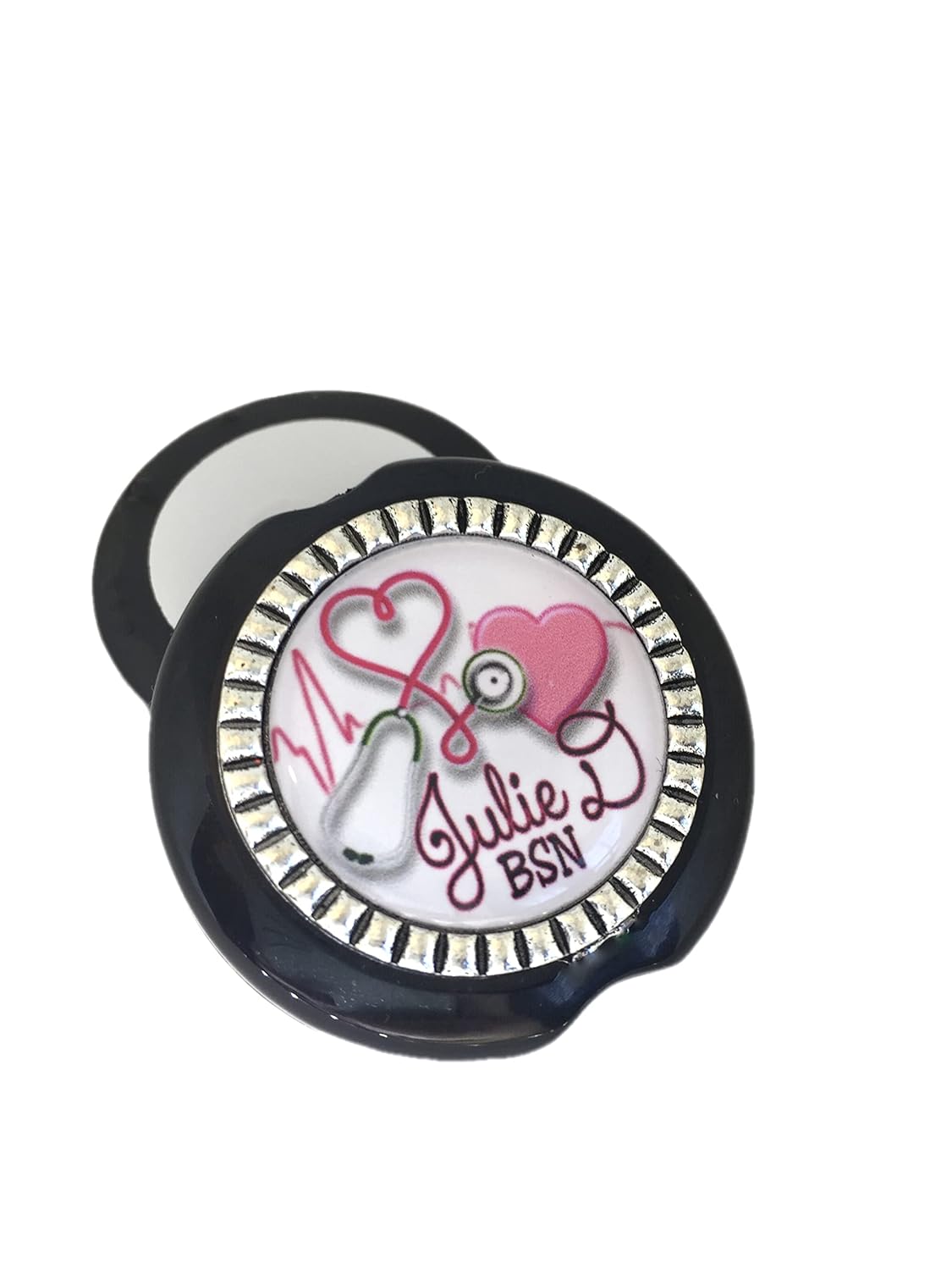 Personalized ekg heart Stethoscope Id Cover Name tag choice