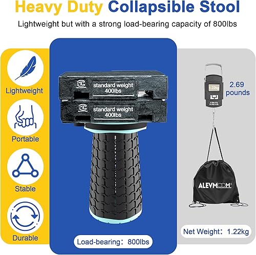 Miniatura 3 de ALEVMOOM Taburete plegable XL mejorado de 18.1 pulgadas con cojín, taburetes plegables portátiles para adultos, capacidad de 800 libras, taburete