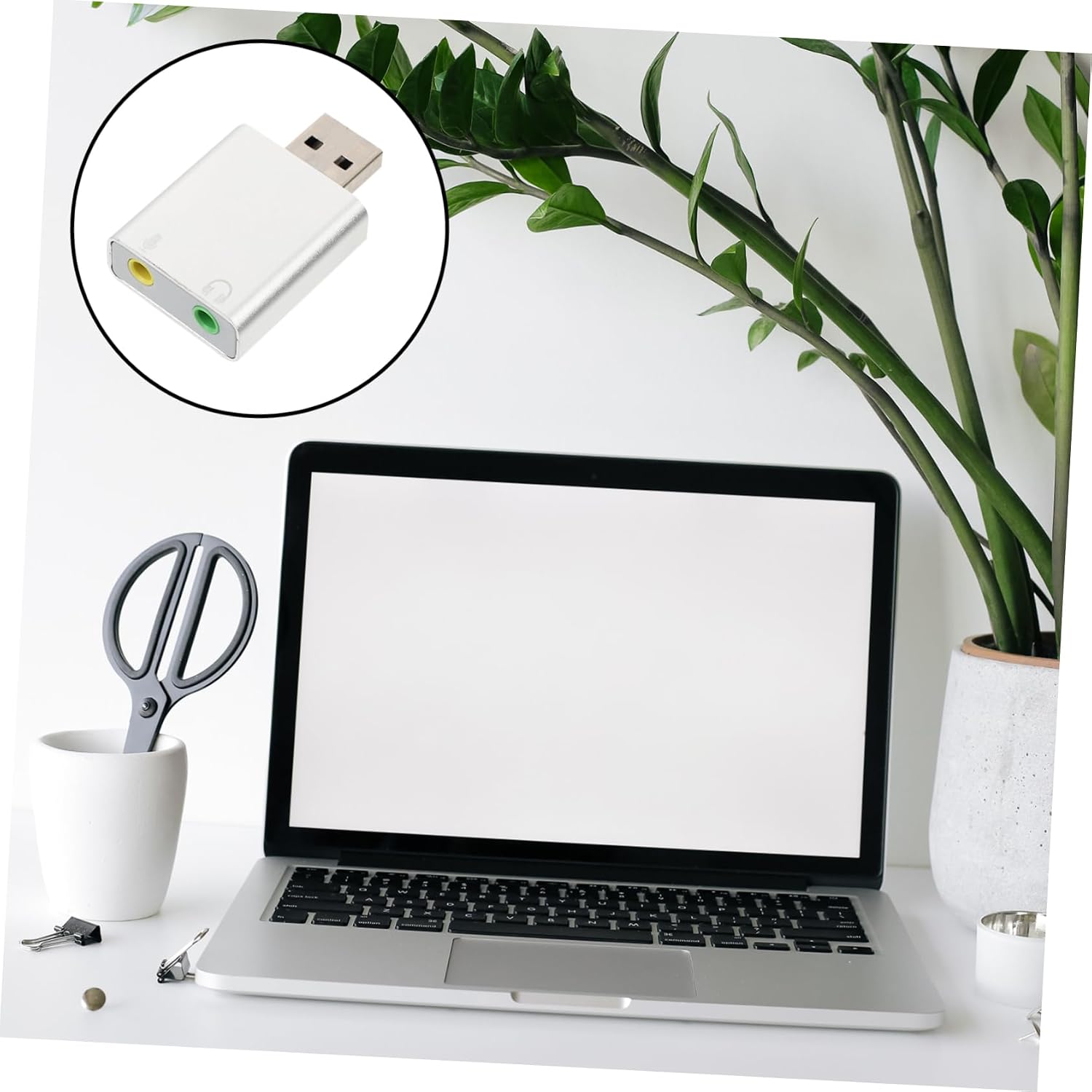 Aluminum USB External Stereo Sound Card Adapter with Surround Sound Headphone and Microphone Jack Lightweight USB Audio Dac for Laptop and Desktop Use