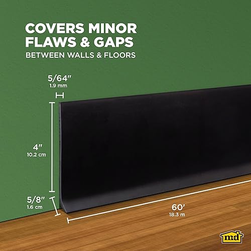 Miniatura 2 de M-D Building Products 73896 - Base de pared de vinilo de 4 x 60 pies color negro