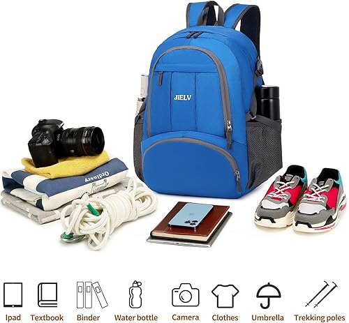 Miniatura 5 de Mochila de senderismo pequeña Mochilas de viaje ligeras Mochila impermeable para senderismo para mujeres y hombres, Azul claro-30l, Casual