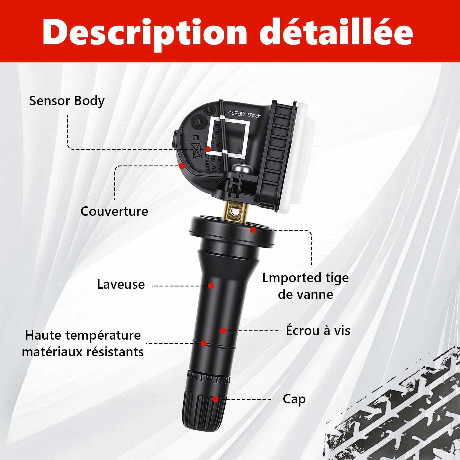 Capteur de Pression des Pneus 4Pcs, Capteur Tpms, Capteurs de Surveillance de la Pression des Pneus pour Ford B-Max C-Max Ecosport Focus KUGA Edge Escape