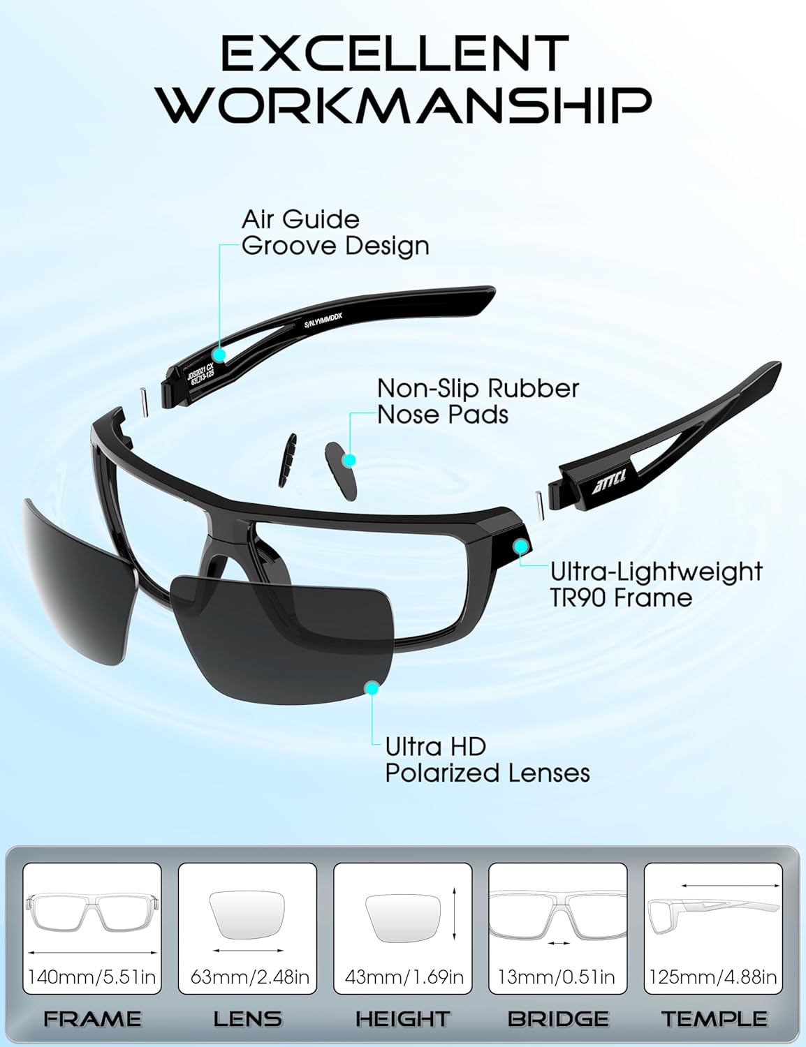 ATTCL Polarized Sunglasses Men Sports: UV Protection Lightweight TR90 Frame Anti-Slip Wrap-Around for Driving Fishing Golf - Image 6