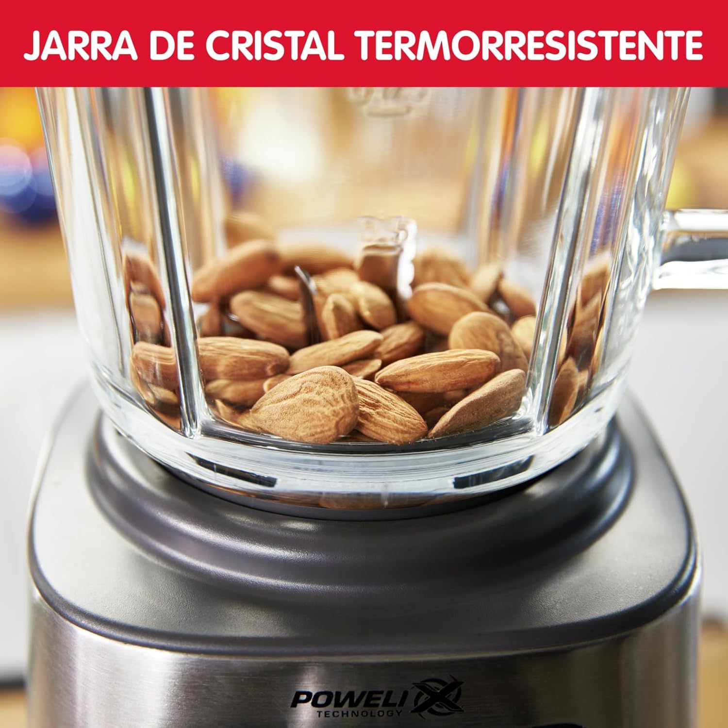 Moulinex Perfect Mix+, Batidora de vaso 1200 W, jarra de vidrio resistente, acabados en acero inoxidable, selector de velocidad retroiluminado, 3 programas automáticos, modo manual y autoclean, LM811D