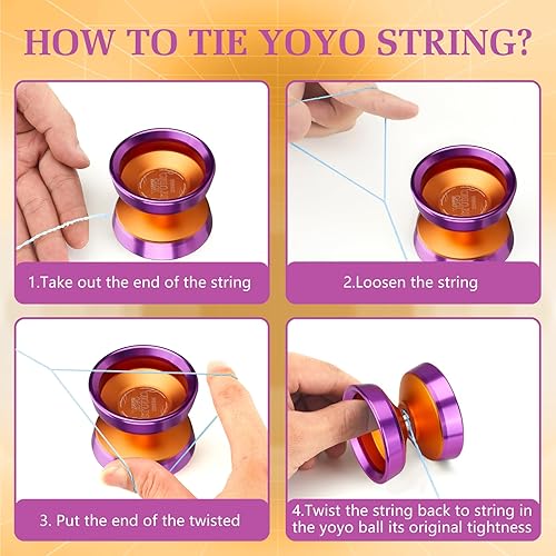 Miniatura 9 de YOYOSTUDIO Yoyo Yoyos profesionales bimetálicos con doble anillo de aleación de aluminio, trucos profesionales yoyos para adultos, yoyo bimetálico