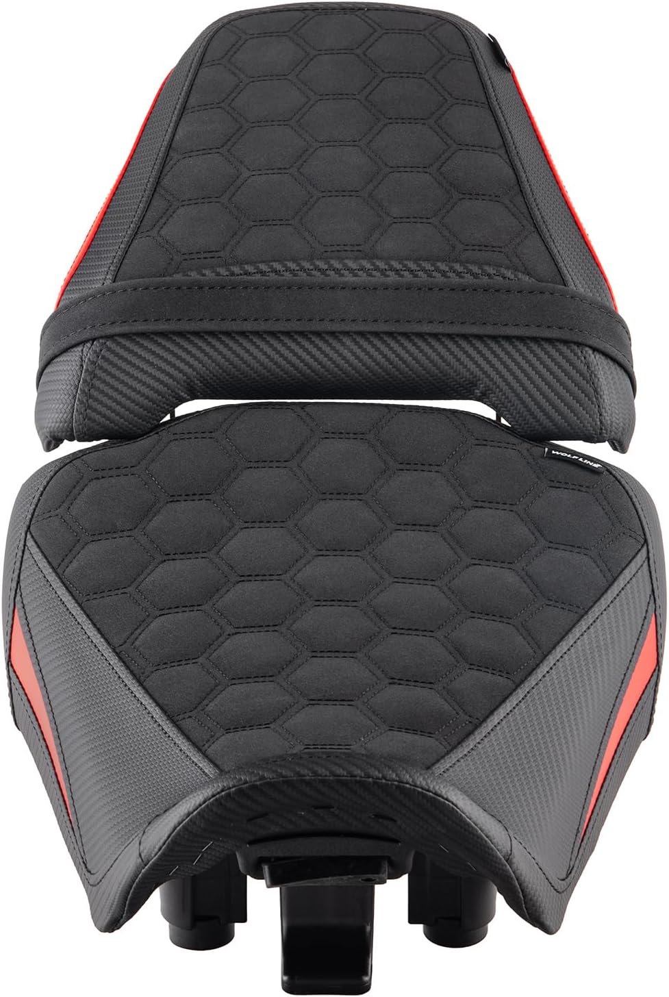Motorcycle Front Rider Solo Saddle Rear Passenger Seat Fit for CB650R CBR650R 2024-2025 Cushion Pad Set Pillion, Red & Honeycomb
