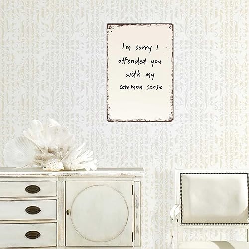 Miniatura 5 de Cartel de metal divertido de 8 x 12 pulgadas con texto en inglés "I'M Sorry I Offended You With My Common Sense - Letrero de aluminio para