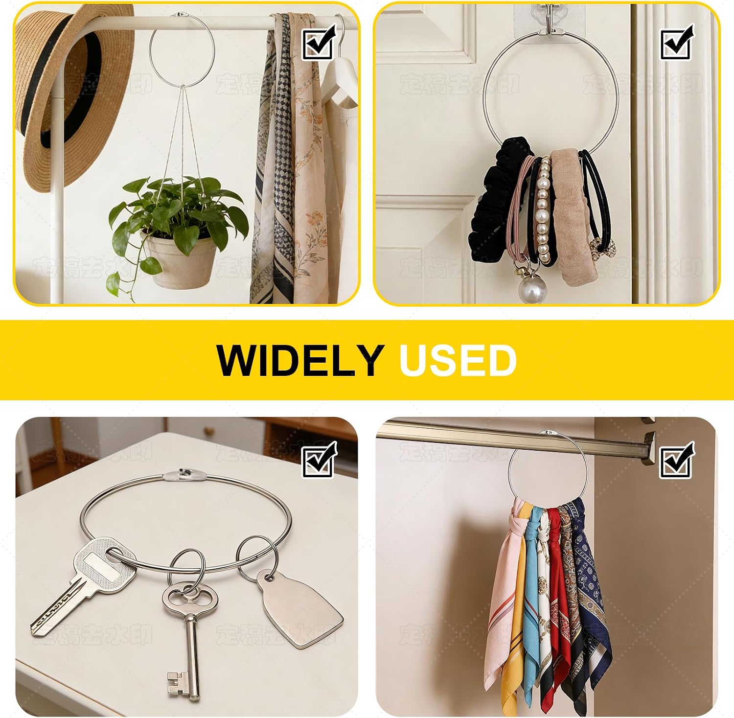 Metal Rings Wrench Organizer, 6 Inch, Large Key Ring Hoop Heavy Duty Large Binder Rings Easy to Open and Close, 4 Pack, for Bib Vests Craft Index Card Dream Catcher Key