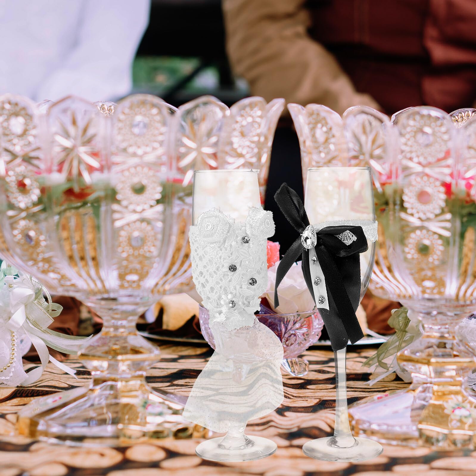 GLEAVI Set 2 Bicchieri da Brindisi Trasparenti per Matrimonio Bicchieri da Vino Decorativi Resistenti per Feste e Anniversari Regalo Personalizzato per Sposi e Damigelle d'Onore
