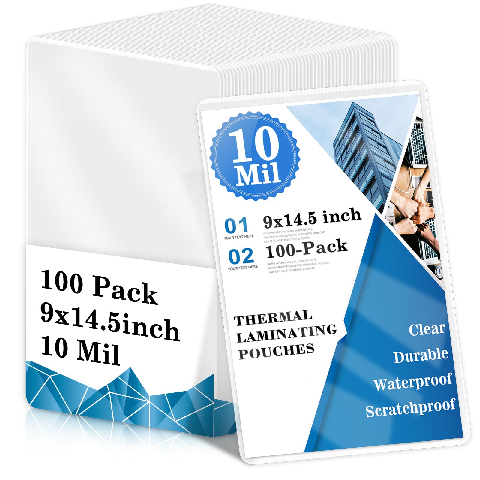 100 Pack 10 mil Thermal Laminating Pouches for Legal Size 8.5"x14" 9x14.5in Laminating Sheets Thick Clear Plastic Paper Laminator Sheets Laminator Pouches for Documents Laminating Sheets 9x14.5in