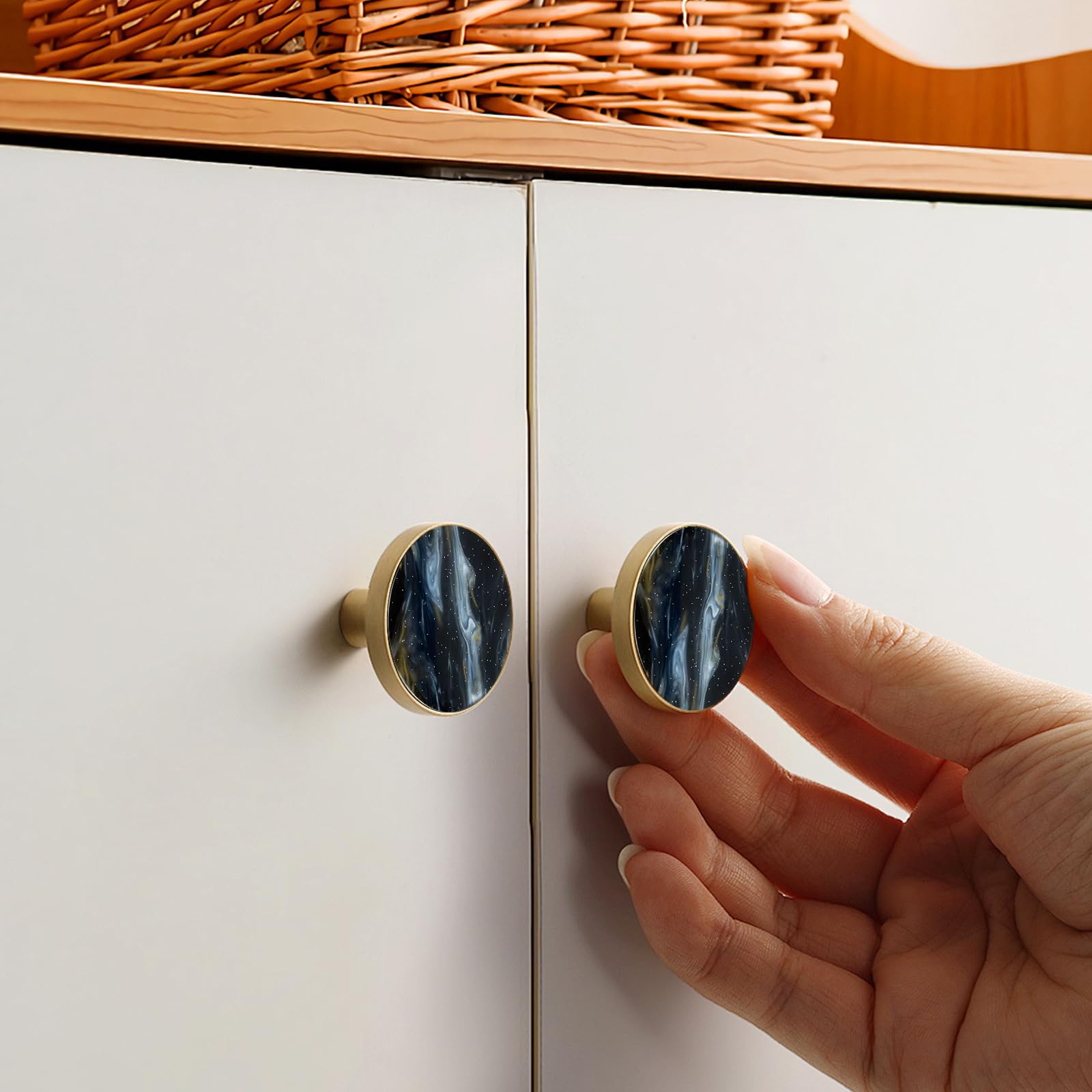 FINYSHIKK 4Pcs Round Cabinet Drawer Knobs Brass Decorative, 1.25" Polished Cabinet Handles - Image 2