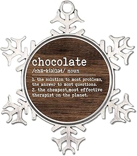 Chocolate Noun Definition White Snowflake Ornaments Concept Text Typography Metal Snowflake Ornament Indoor Home Decor Definition Printer Font Funny Pendant for Friends Coworkers Employees Family