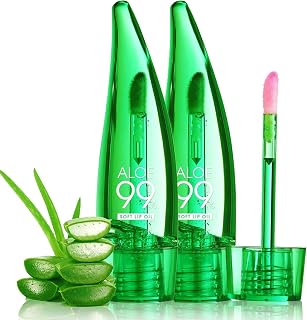 EONFAVE 2 Pieces Aloe Vera Lip Oil, Magic Colour Change Gloss, Long-lasting Moisturizing, Transparent Gloss with Volume Effect, 10 ml