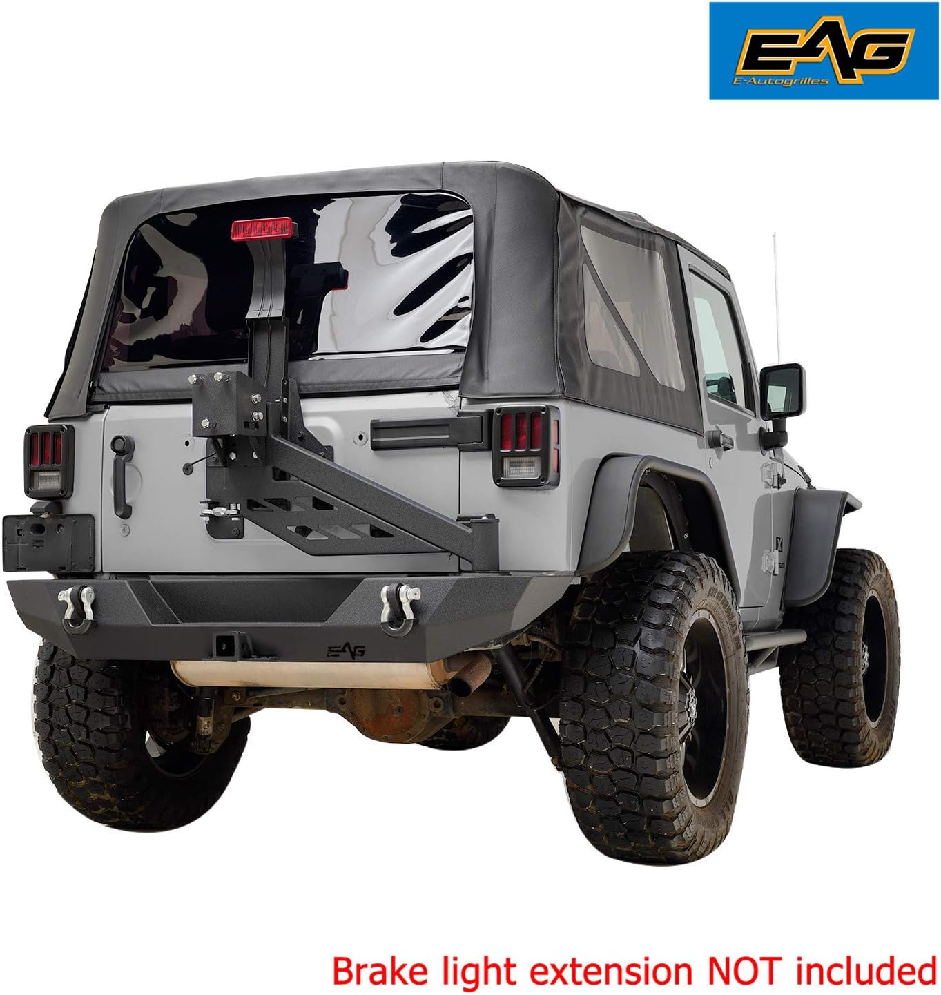 EAG Rear Bumper with Tire Carrier Linkage 2" Hitch Receiver Offroad Fit for 2007-2018 Wrangler JK