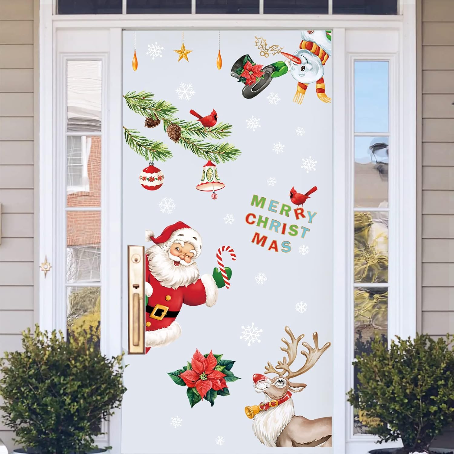 Weihnachten Fensteraufkleber Set - Schneemann Pinguin Weihnachtsbaum Deko