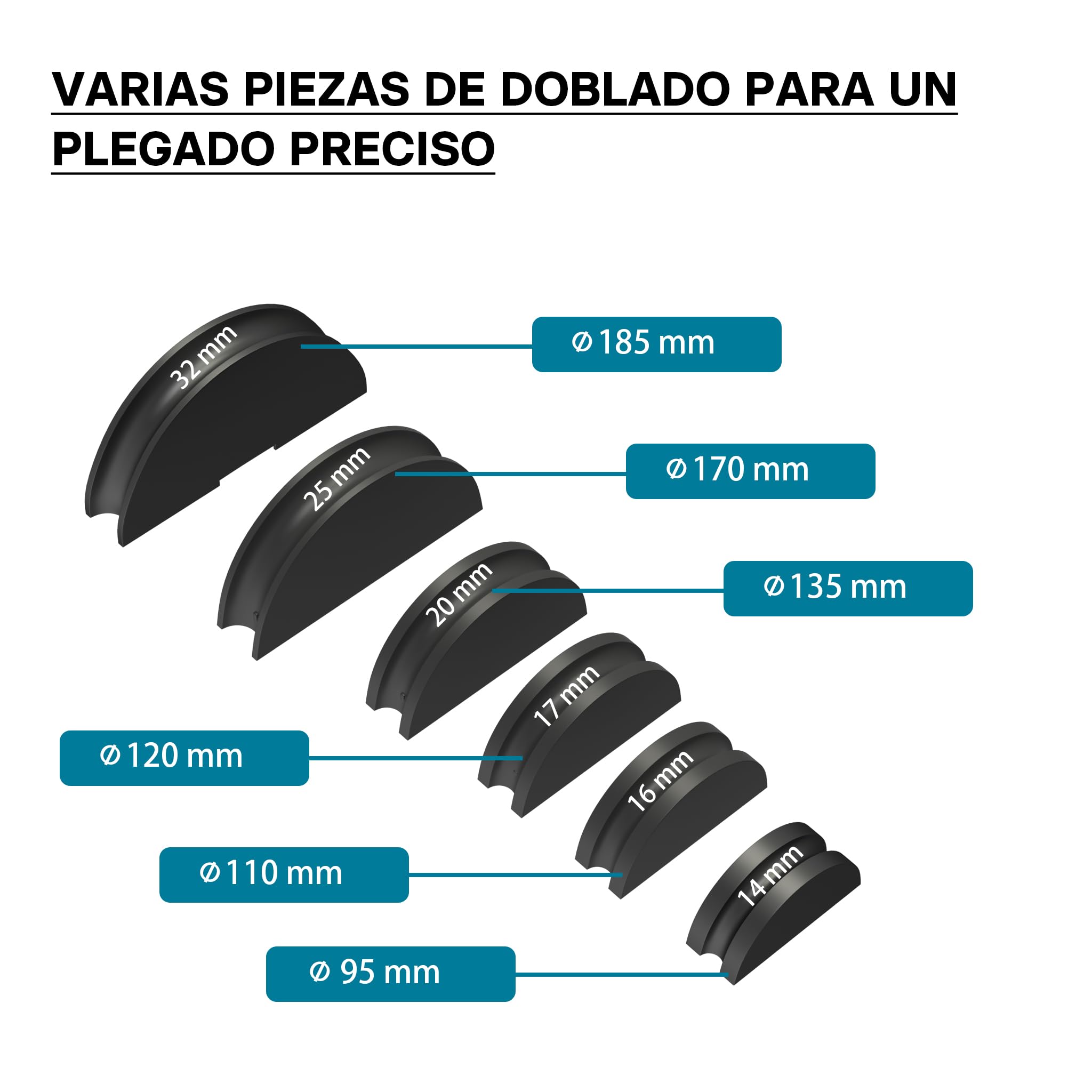 Wiltec Curvadora manual de tubos, para diámetros de 14-32 mm y radios de curvado hasta 90°, dobladora a mano para tuberías de aluminio, cobre y plástico, máquina curvatubos