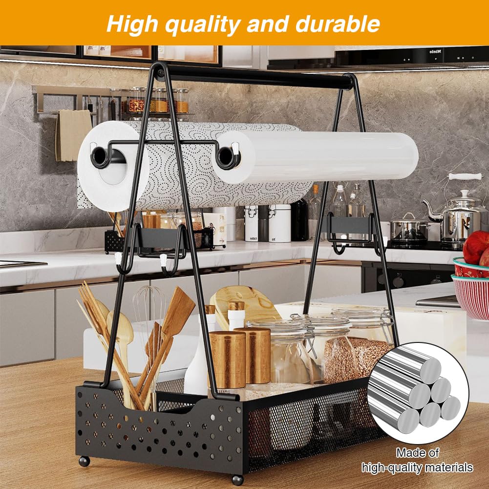 Organizador de parrilla y soporte para platos con toalla de papel, organizador de condimentos, accesorios de barbacoa, organizador de almacenamiento para parrilla, herramienta de parrilla, caravana