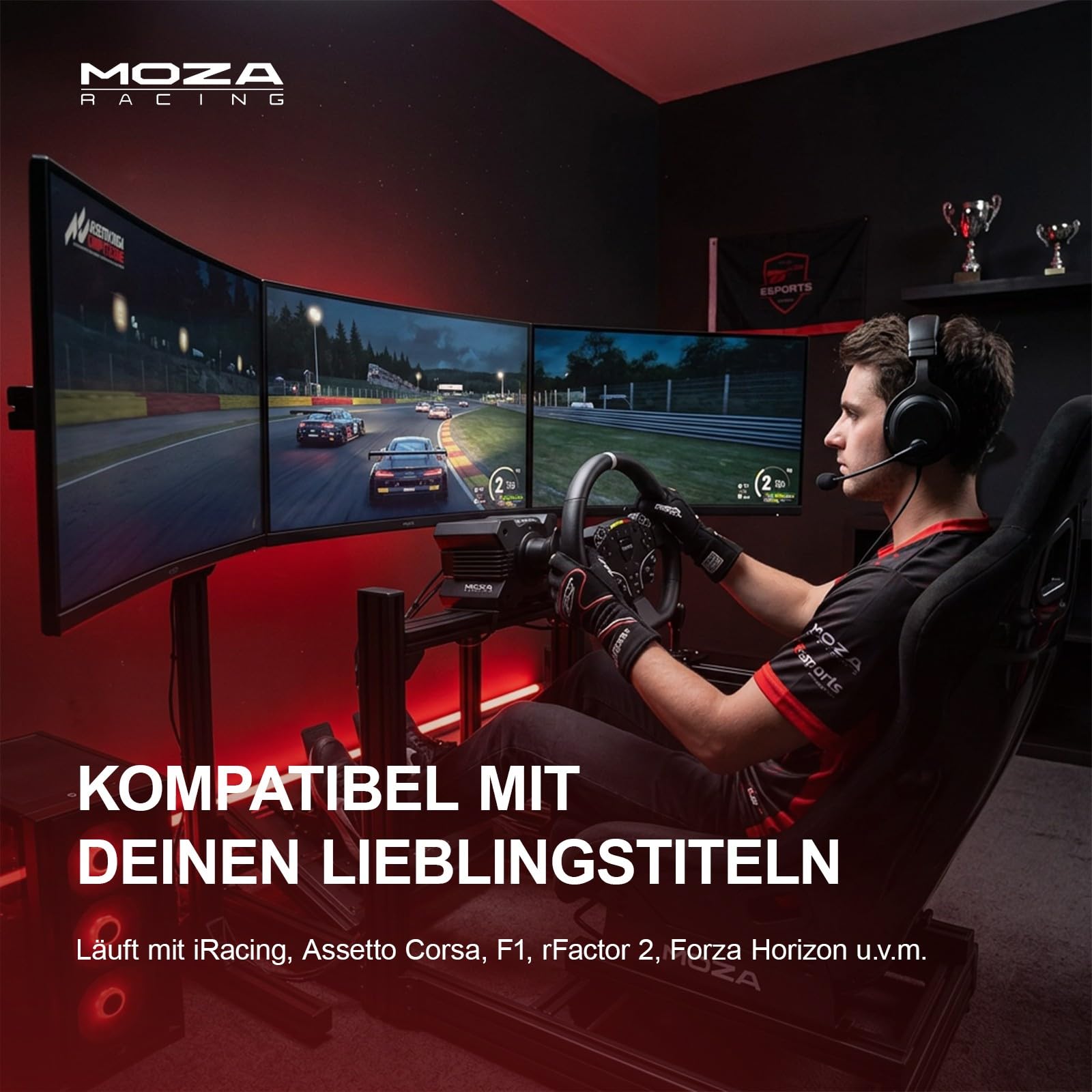 MOZA R3 Racing Bundle Volant PC Simracing Direct Drive 3,9 avec Pédalier