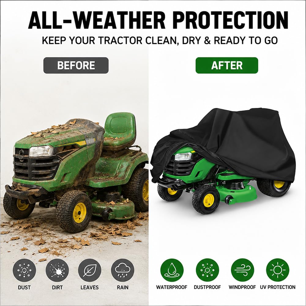Funda para Cortacésped para John Deere X107 2021-pr 42", Resistente Al Polvo A Los Rayos UV Al Viento Y A La Lluvia Apto para Uso Al Aire Libre