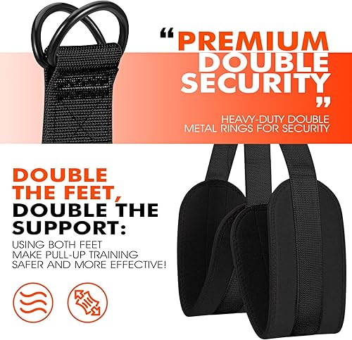 Miniatura 4 de HPYGN Bandas de asistencia para dominadas de dos pies, banda de resistencia resistente para barra de dominadas, pesotamaño ajustable con pies de