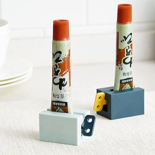 Miniatura 7 de Dispensador de pasta de dientes, 4 soportes para asiento de pasta de dientes, multifuncional, rotación manual, tubo rodante, exprimidor de pasta de