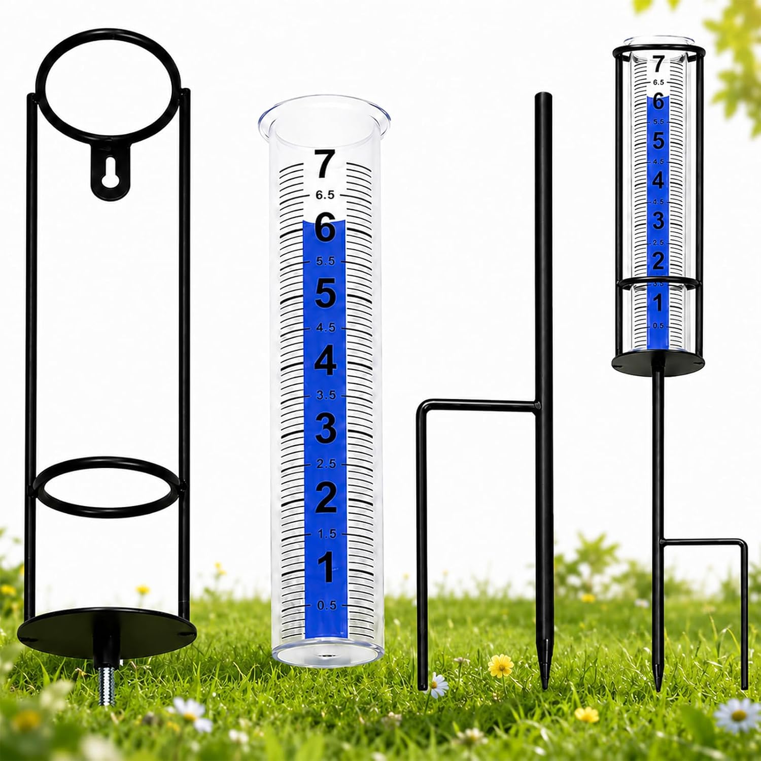 2 Pcs 6 Inch Rain Gauge Replacement Tubes, Clear Plastic Rain Gages with brush for Outdoor Garden Yard Home Use, Easy to Read Capacity Tubes for Standard Rain Gauges