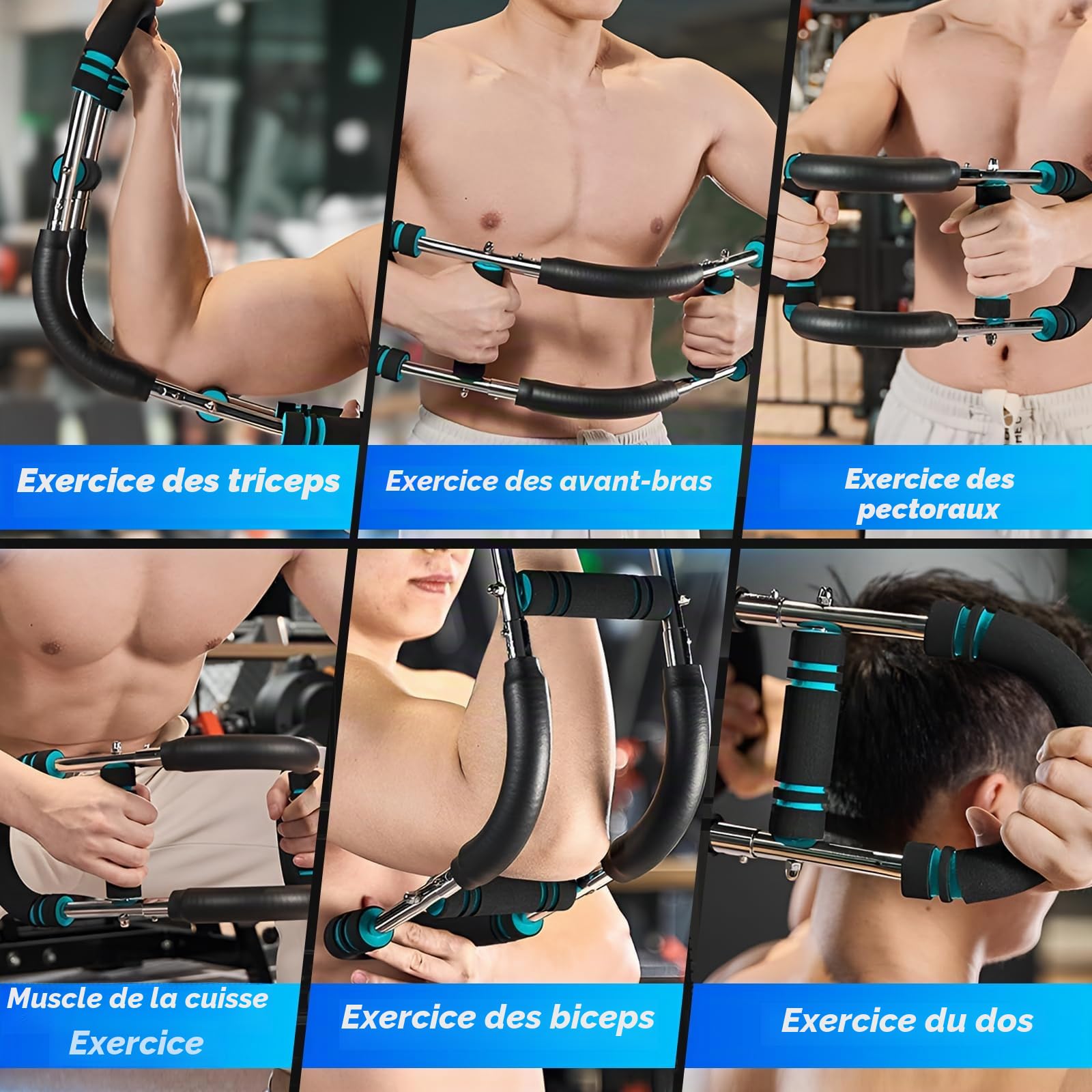 Musculation Bras Torsadés Réglable 66 à 110 lbs, Pectoraux Musculation Détachable, Musculation Avant Bras,Extenseur de Poitrine pour Lexercice des Epaules, Bras et Poitrine