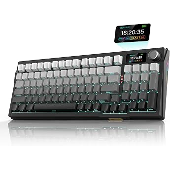 RedThunder K95 US Layout Wireless Mechanical Gaming Keyboard, 1.88" Display &amp; Rotary Knob, 3 Mode, Hot Swap, Linear Pink Swit