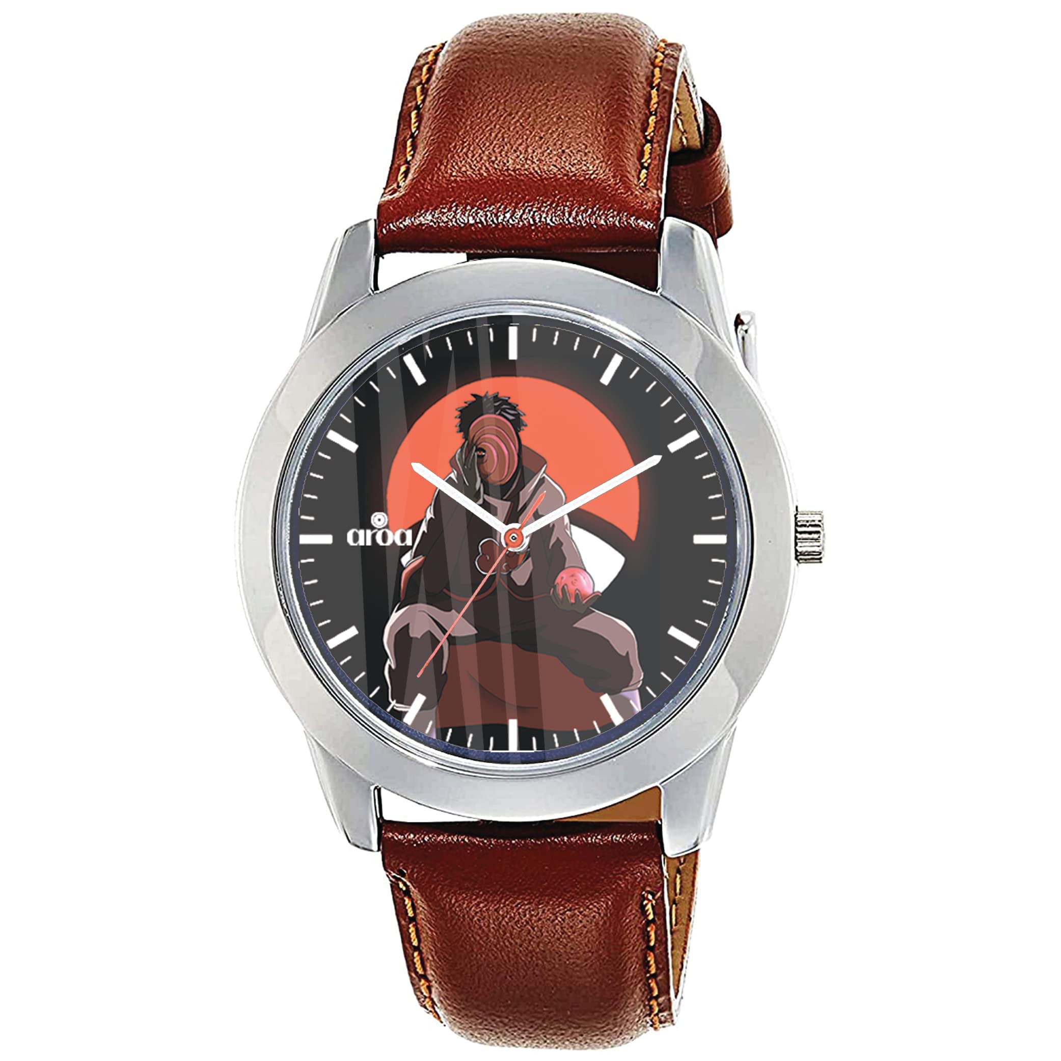 AROA Watch New Watch for Obito Uchiha Anime Steel Metal Type Analog Watch Brown Leather Strap Black Dial for Men Stylish Watch for Boys (B0BZ7TLJ7G) Amazon Price History, Amazon Price Tracker