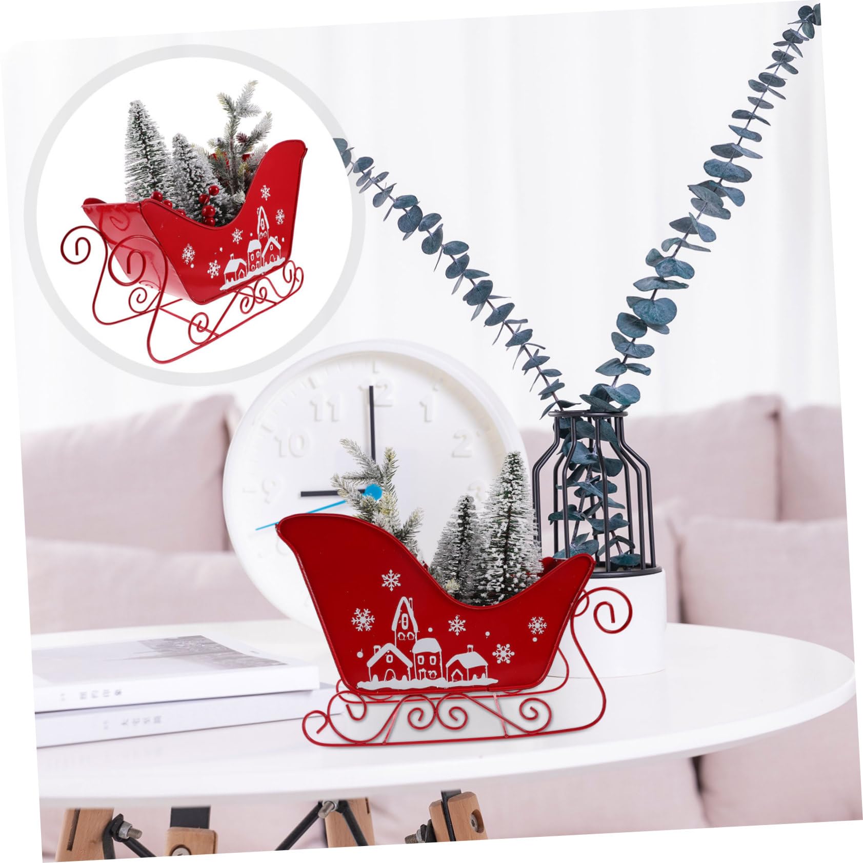 Trineo Decorativo Navideño Mediano De Resina, Adorno Clásico para Decoración Navideña del Hogar, Complemento Festivo para Mesa y Sala, Pieza Ligera y Estable